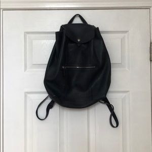 Navy Blue Leather Longchamp Backpack